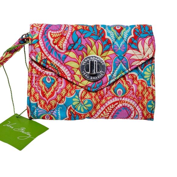Vera Bradley Wristlet Your Turn Smartphone Paisley In Paradise Wallet Card Coin - Picture 1 of 9